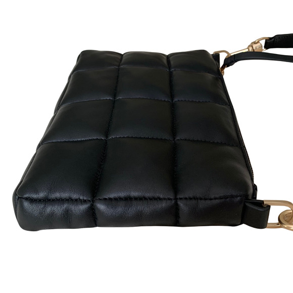 ALLSAINTS Eve Quilt Crossbody Bag Black Leather Adjustable Strap Gold Hdwr EUC - Picture 5 of 12